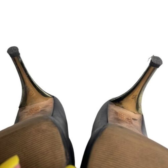 Marciano Guess Stiletto Heel Black Booties Soft Leather Size 6 36 Gold Trim a19 - Picture 12 of 12